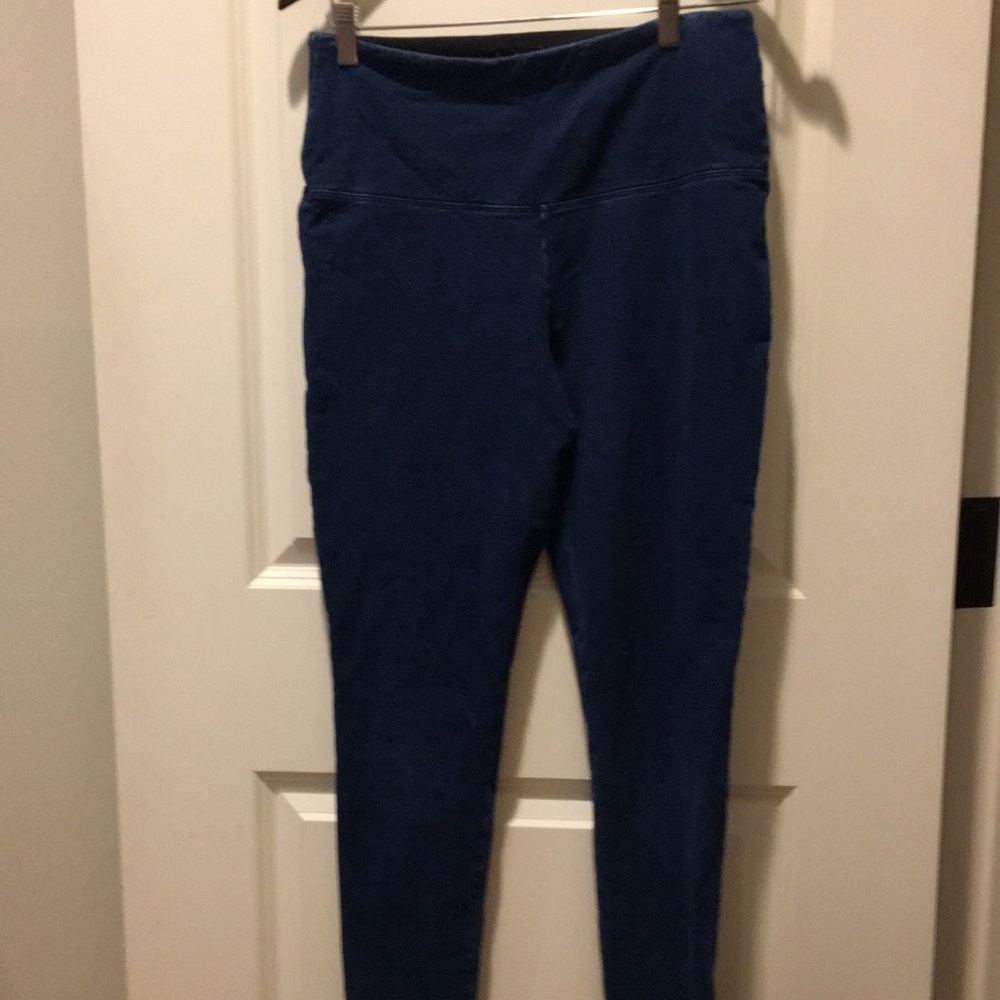 Nicole Miller womens wide waistband stretchy legging Pants denim look size M